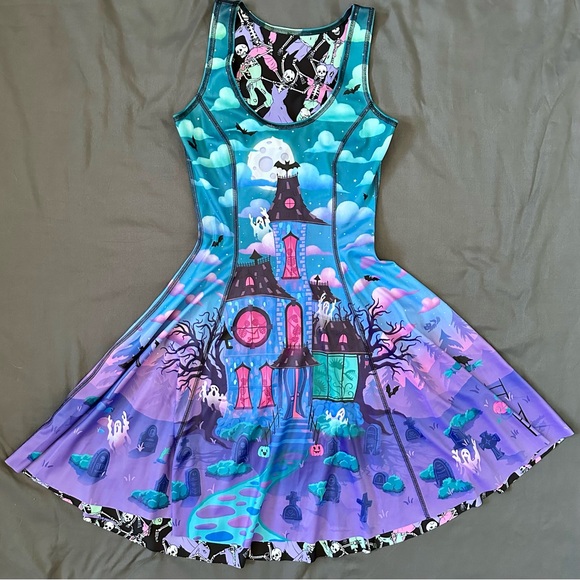 House of Horrors vs  Dancing Skeletons Inside Out Dress- Blackmilk - Picture 6 of 12